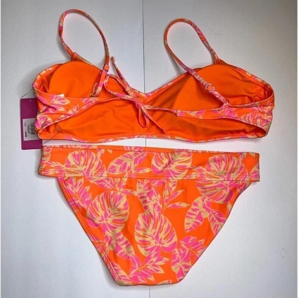 Ninety-nine DEGREES° Triangle Swim Top with Banded Hipster Swim Bottoms …